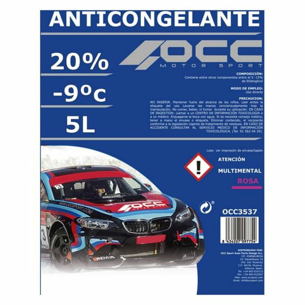 Occ Motorsport Antivries Occ Motorsport 20% Roze (5 L)